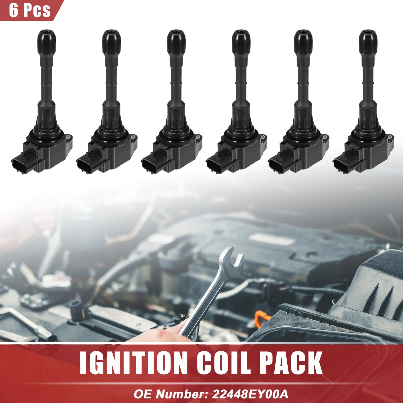 Set of 6 Ignition Coil Packs for Nissan 370Z (2009–2019) 766549136135