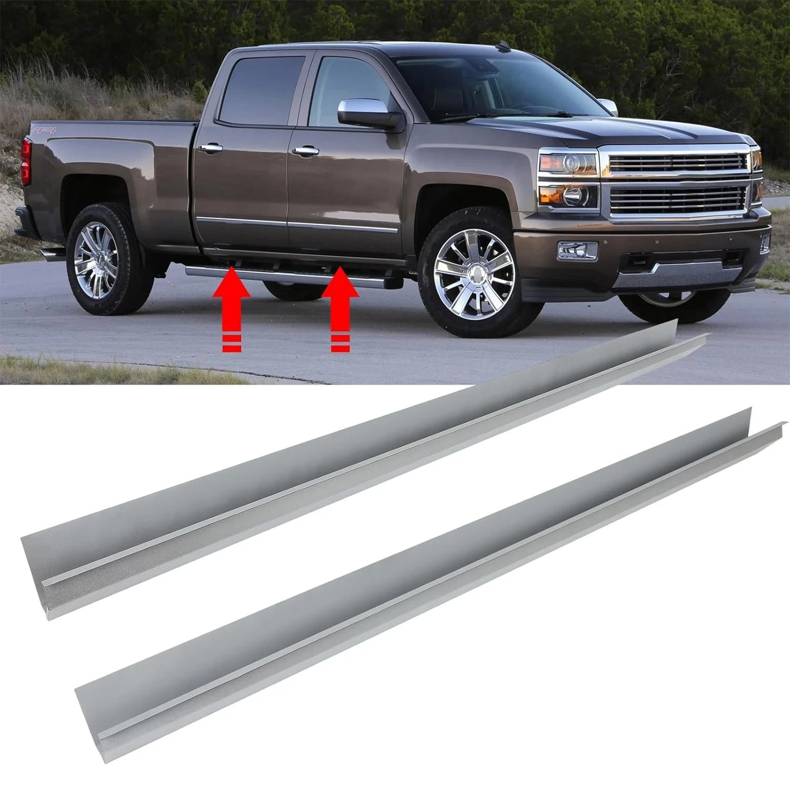 Pair Rocker Panels for Silverado Sierra 1500 2500 HD 3500 HD (2014–2016)