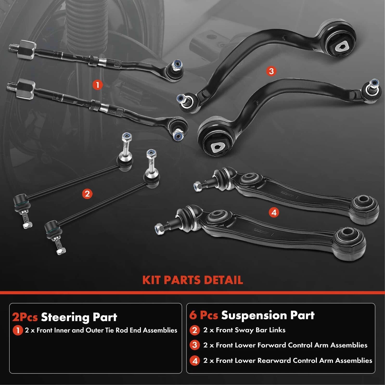 8x Front Lower Control Arm Ball Joint for BMW X5 X6 (2000-2023)
