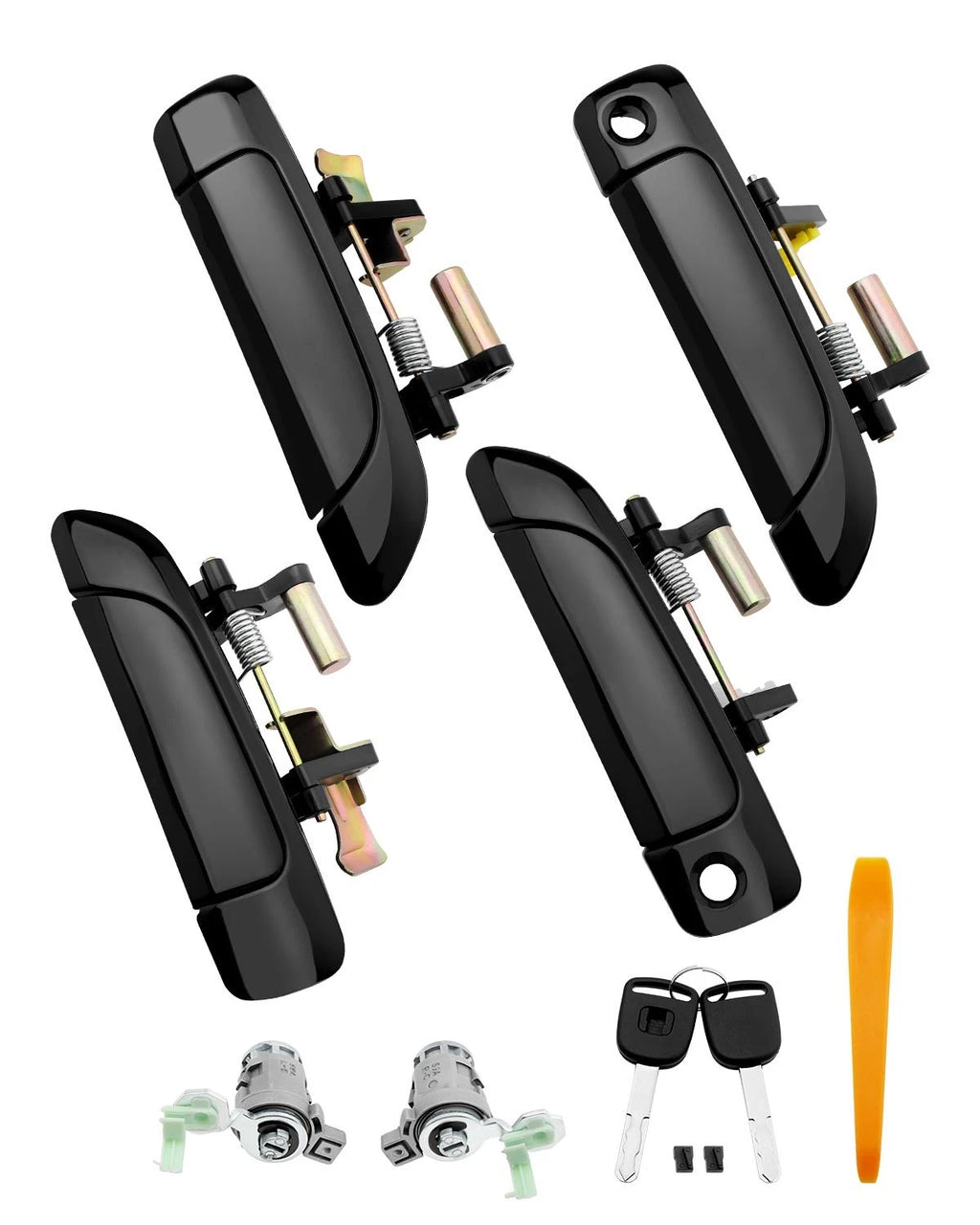4X Exterior Door Handles w/ Lock Cylinder & Key for Honda Civic (2001–2005)
