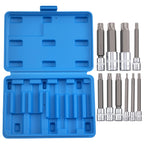 10pc Metric Spline Socket Bit Set 1/4 3/8 1/2 Dr Chrome S2 Steel 4"