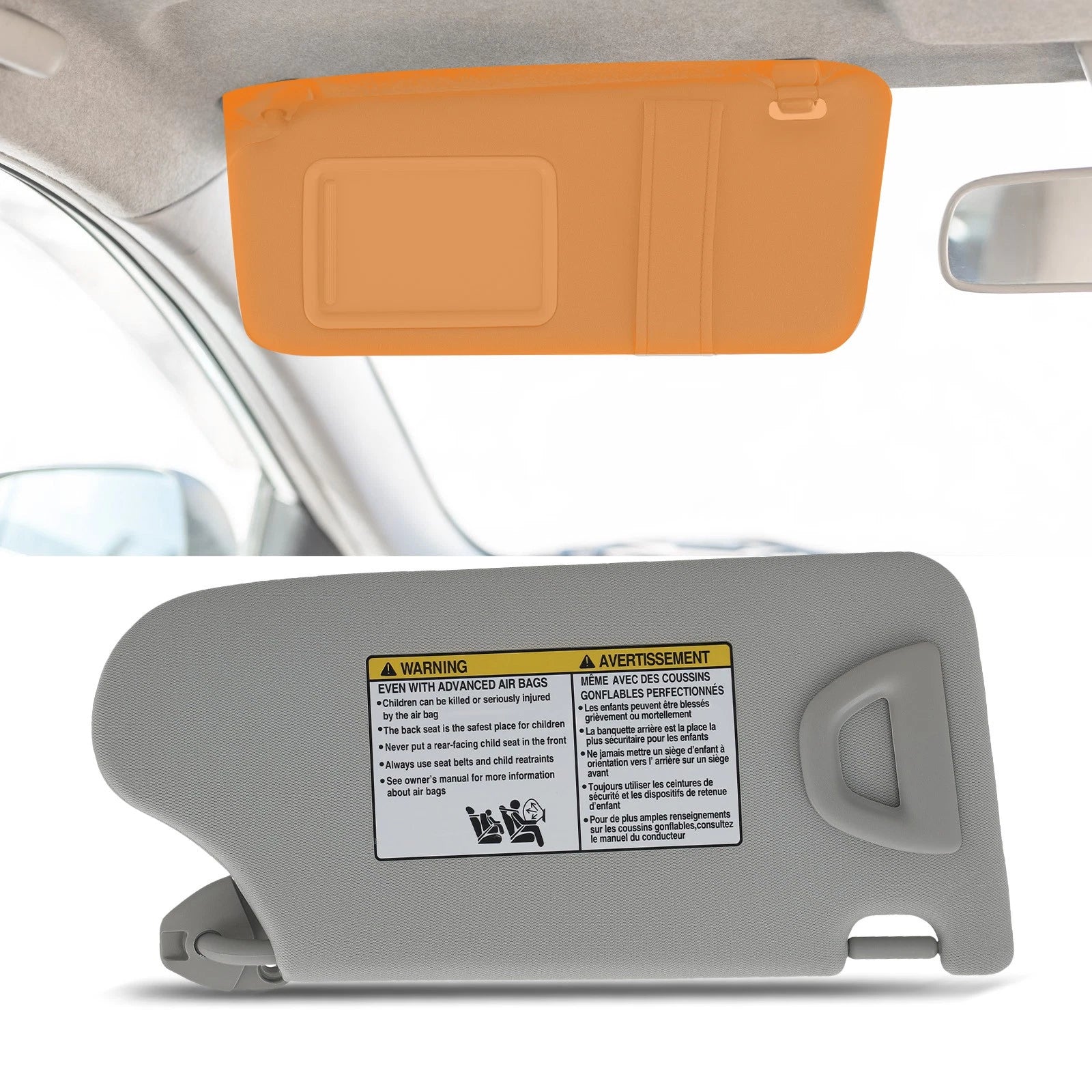 Driver Side Sun Visor w/ Light for Nissan Altima (2013–2018) 96401-3TA2A Gray