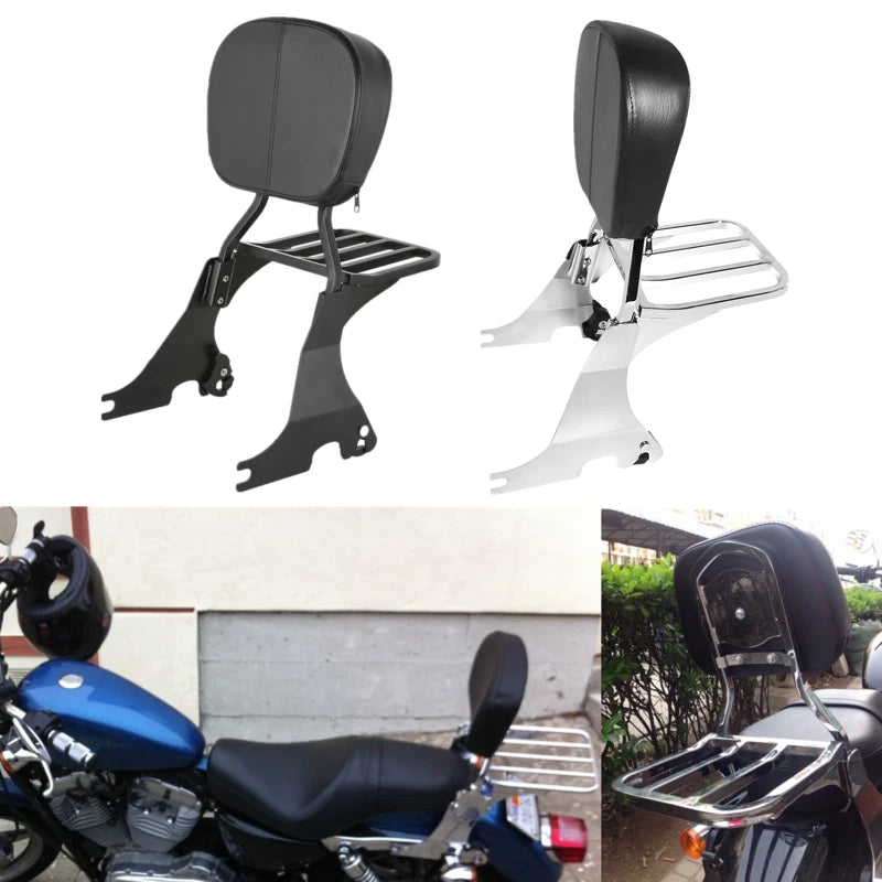 Backrest Sissy Bar & Luggage Rack for Harley Sportster XL883 1200 48 72 (2004–2024)