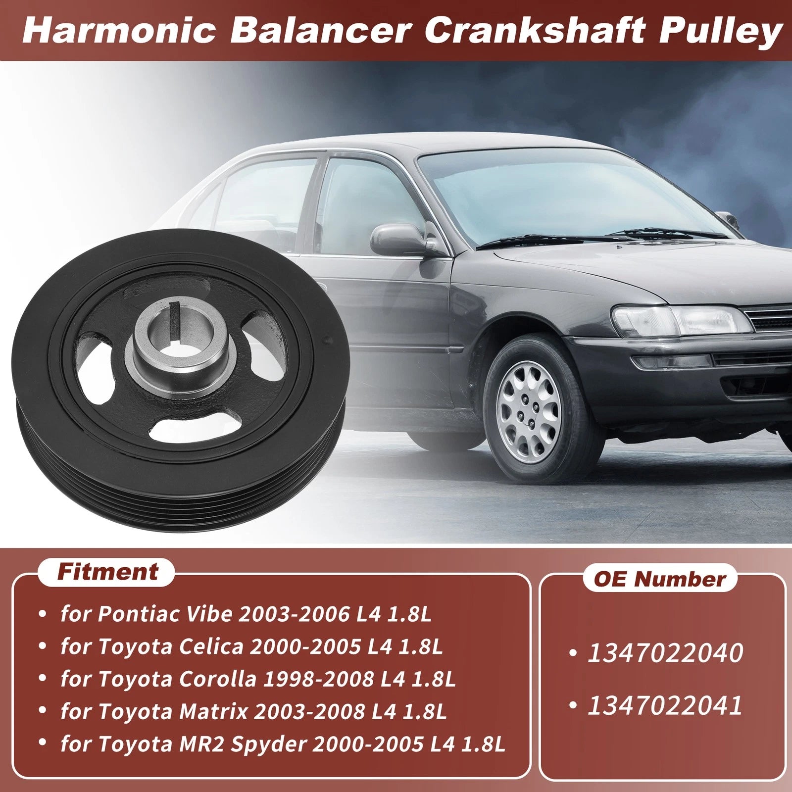 Engine Harmonic Balancer Crankshaft Pulley for Toyota Corolla Matrix (2003–2008) 347022040