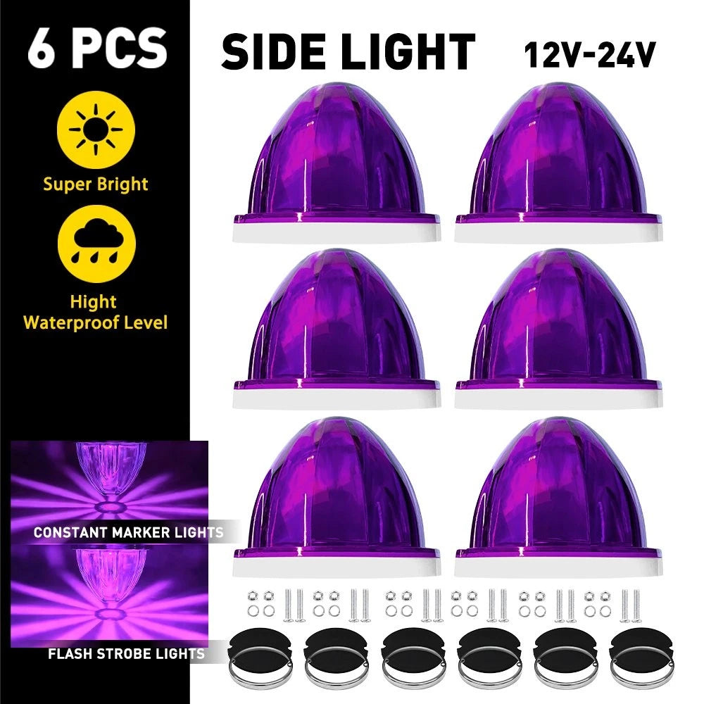 6X Purple LED Watermelon Lights Indicator Turn Signal Side Marker Lamp for EV