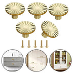 Set of 5 Zinc Alloy Round Drawer Knobs in Gold Finish