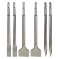 Set of 6 Concrete Drill Bits with Point Chisel + 20mm & 40mm Flat Chisel