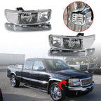 Set of 2 Headlight Assemblies for GMC Sierra 1500 Yukon (1999–2007)