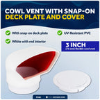 3-Inch Cowl Vent with Snap-On Deck Plate for