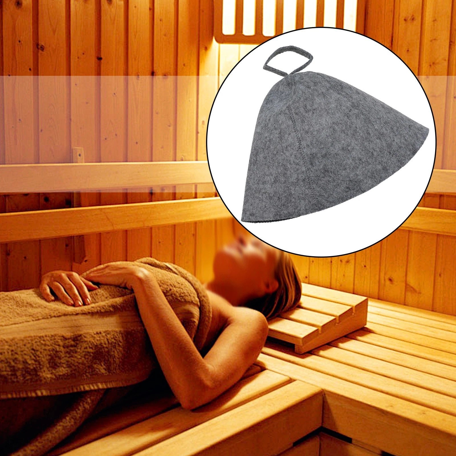 Protection Soft Solid Wool Cap for Sauna Use