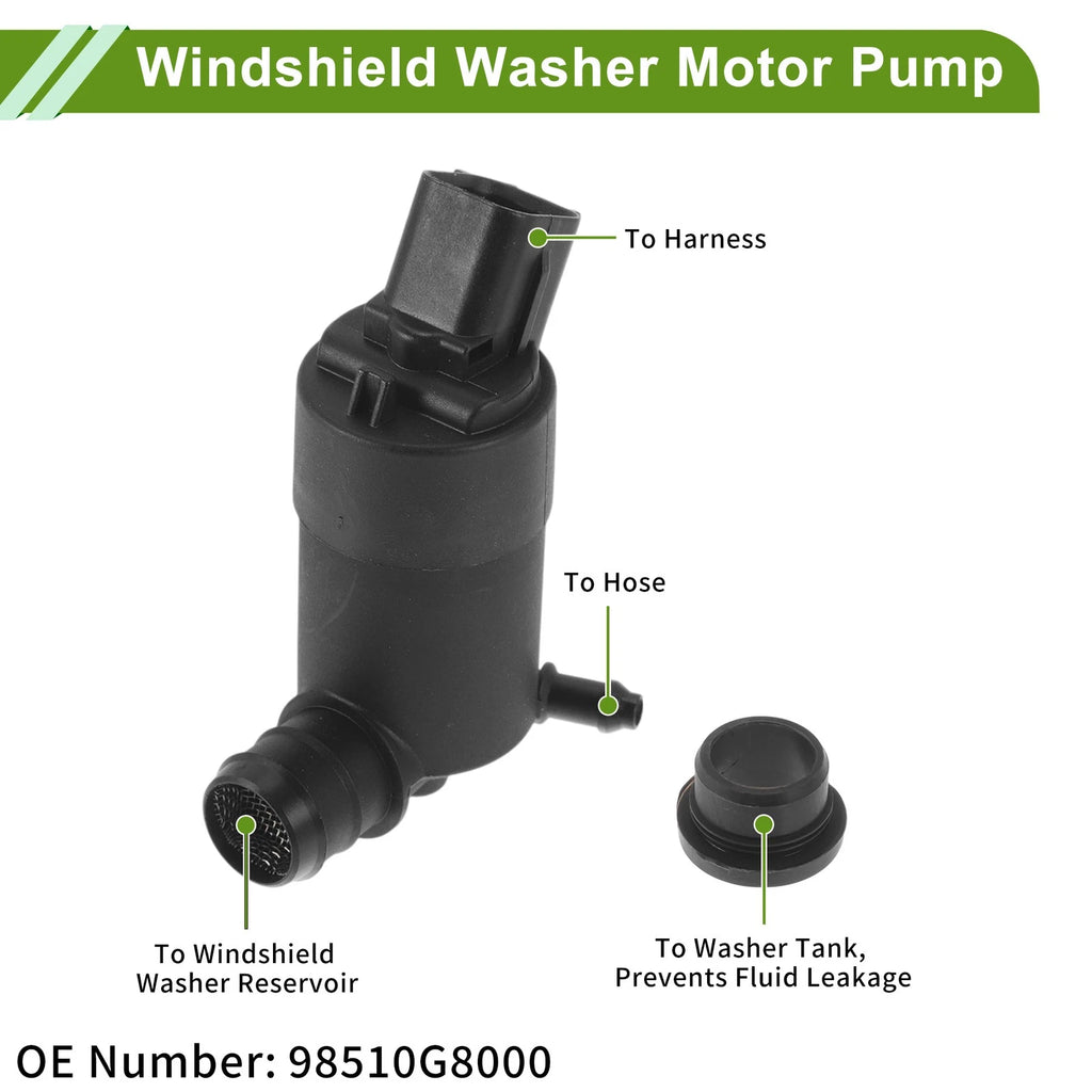 Windshield Washer Pump w/Grommet for Hyundai Accent (2018–2019) No. 98510G8000