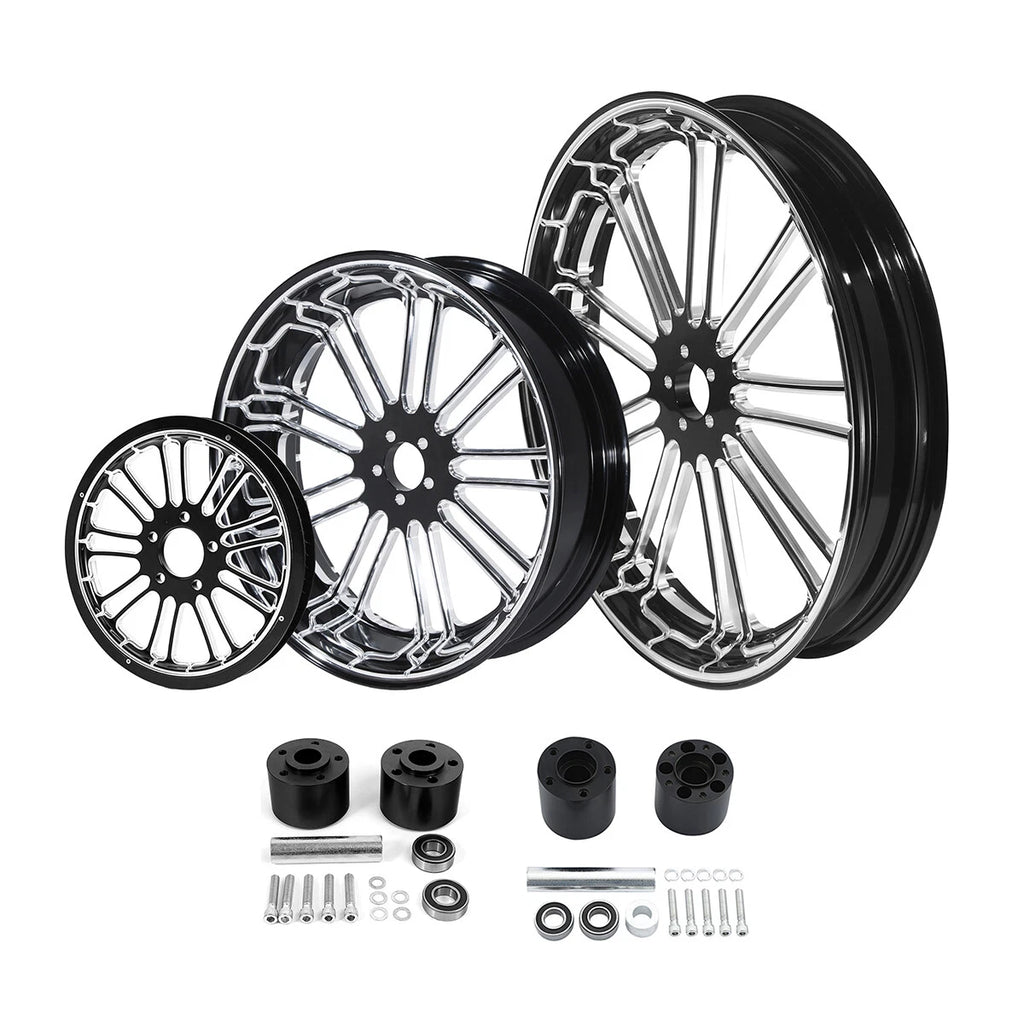 21'' Front & 18'' Rear Wheel Rim Dual Hub & Pulley for Harley Touring (2009–2023)