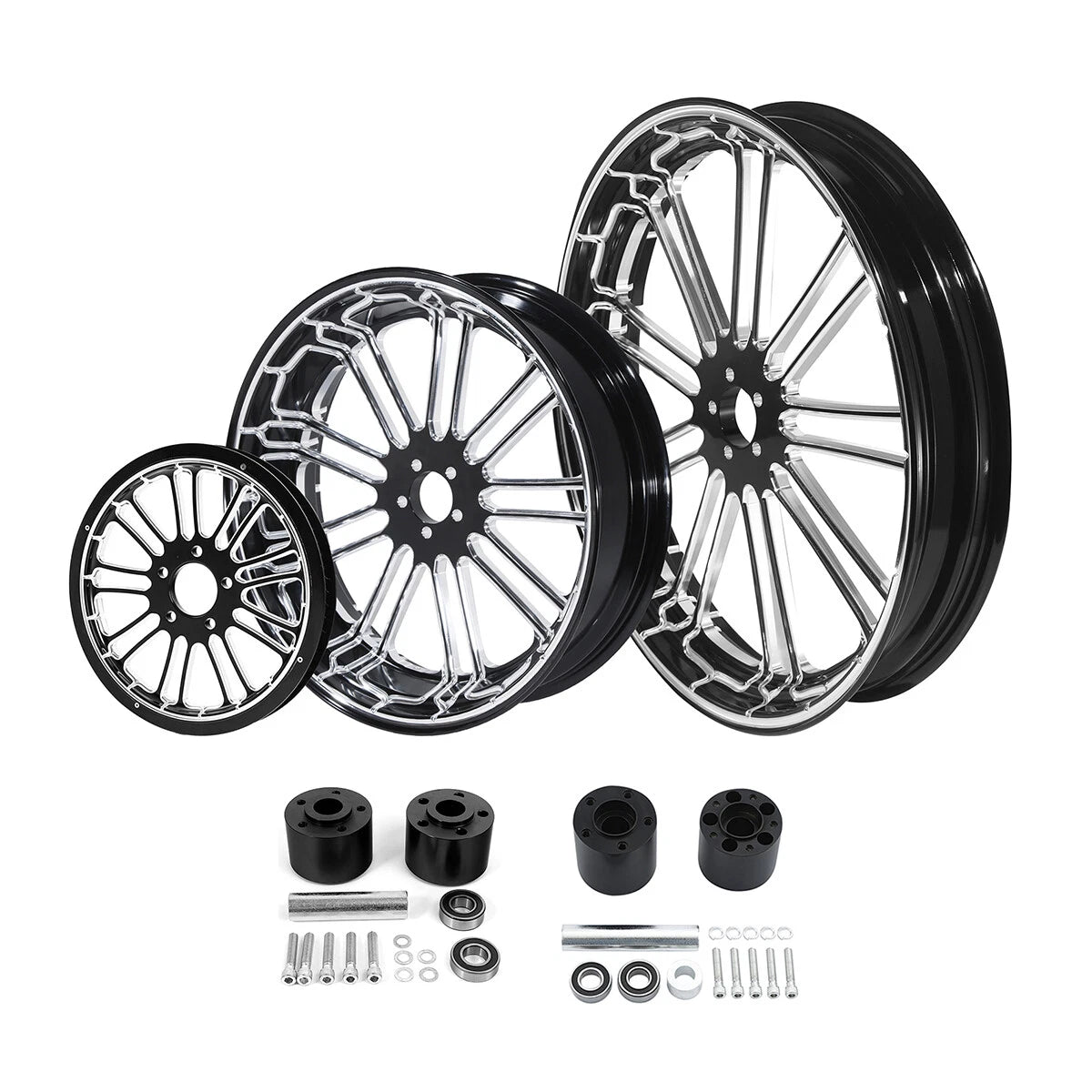 21'' Front & 18'' Rear Wheel Rim Dual Hub & Pulley for Harley Touring (2009–2023)
