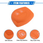 2X Key Fob Case Protector for Suzuki (2 Button, Silicone, Orange)