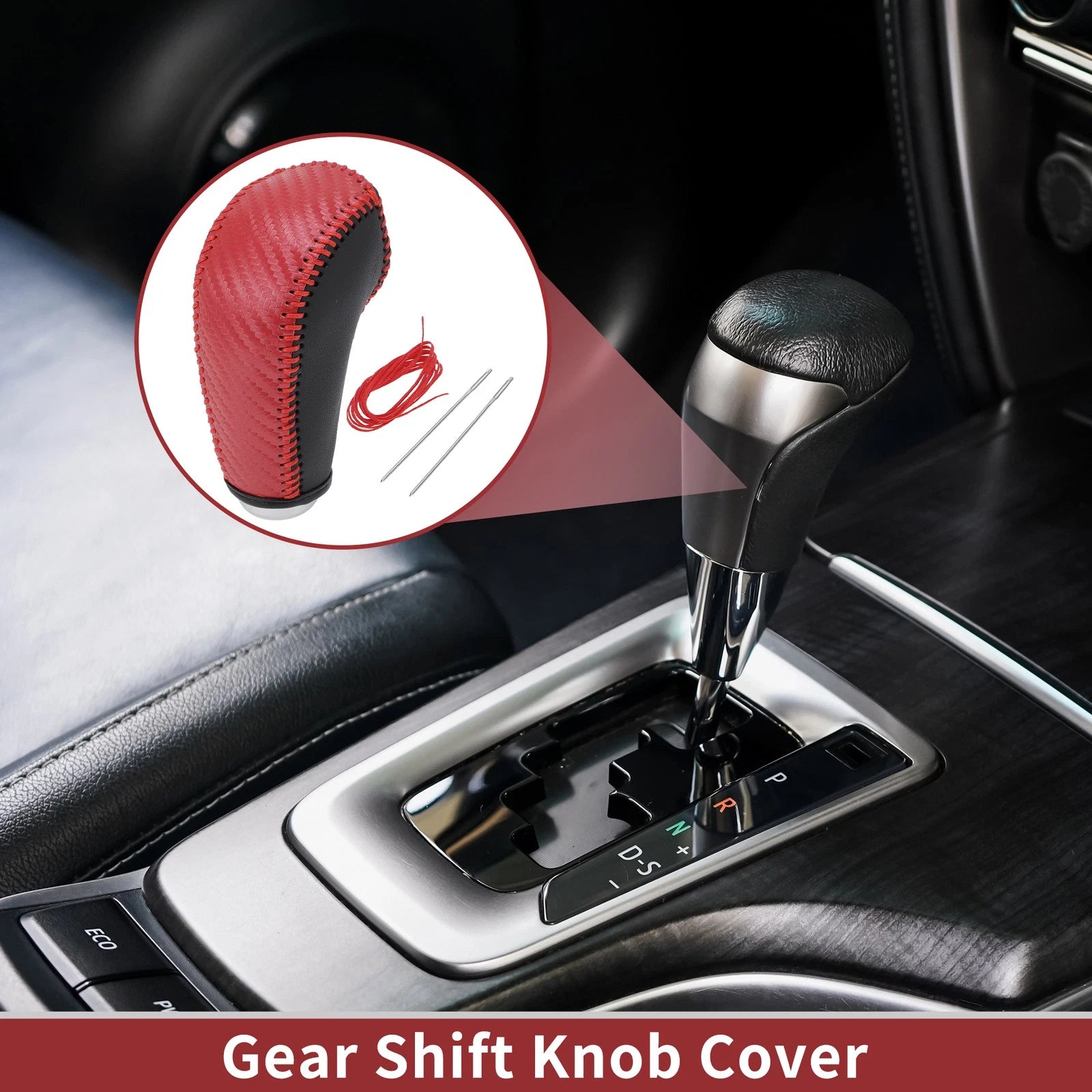 Gear Shift Knob Cover for Subaru Forester (2014–2017) Red Carbon Fiber
