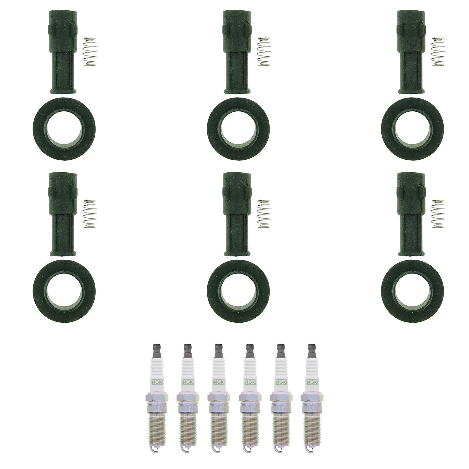 Set of 6 NGK G-Power Platinum Spark Plugs & Coil Boots for CTS Enclave SRX STS (2005–2017)