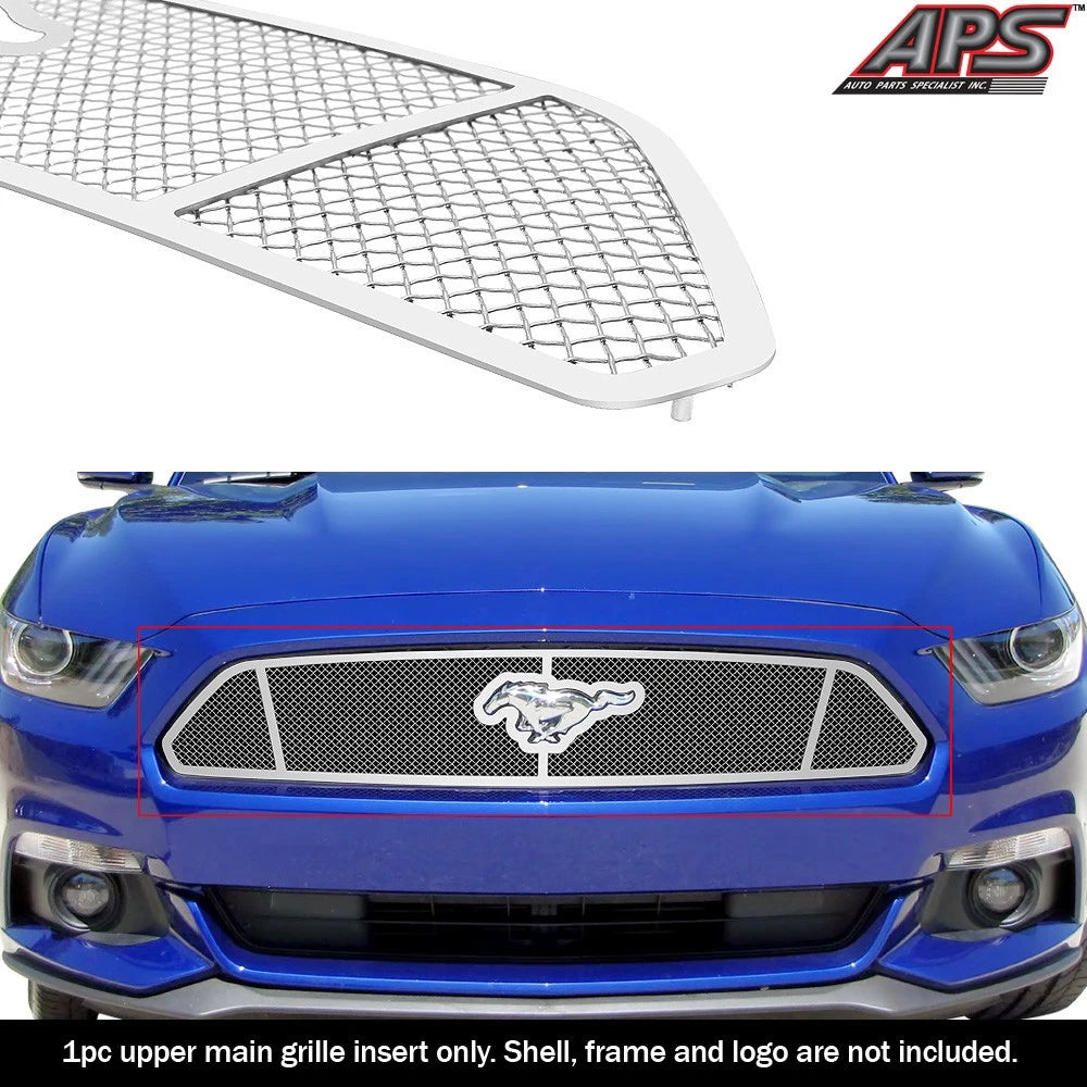Stainless Chrome Mesh Grille for Ford Mustang V6 (2015-2017)