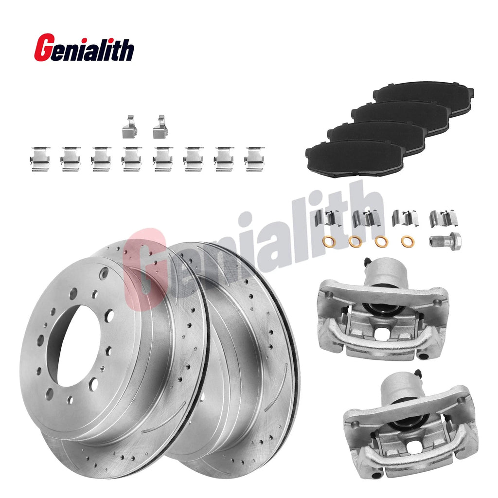 Rear Rotors Brake Caliper Pads Kit for Toyota Sequoia Tundra (2007–2015)