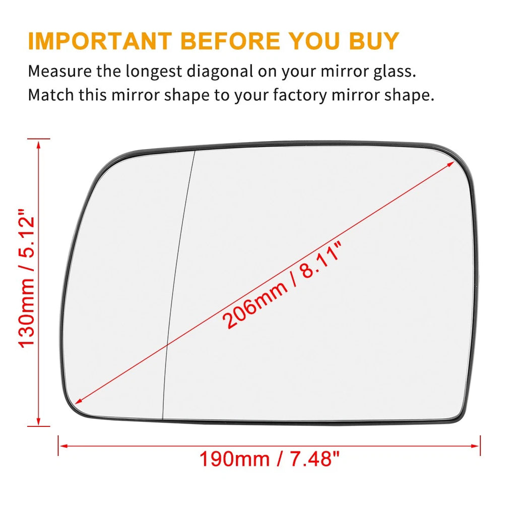 Heated Left Side Rearview Mirror Glass for BMW X5 (2000–2006)