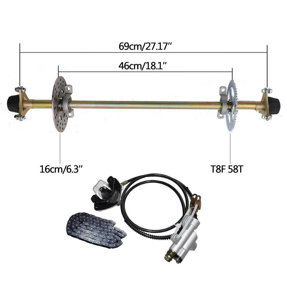 Go Kart Rear Live Axle Kit (29" 32" 44")
