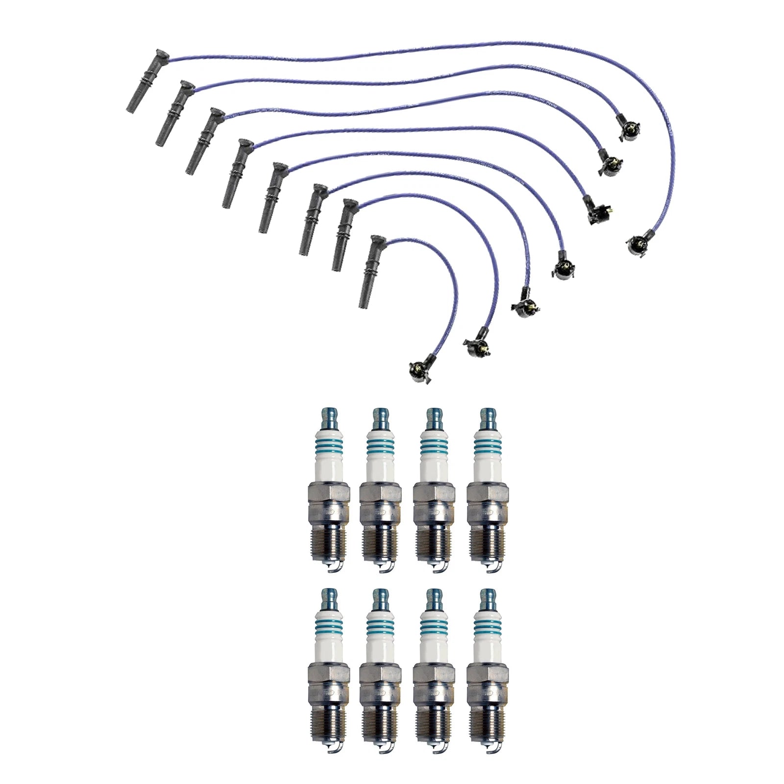 Denso 8mm Wire Set & 8 Iridium Power Spark Plugs Kit for Ford Mustang (1994–2004)