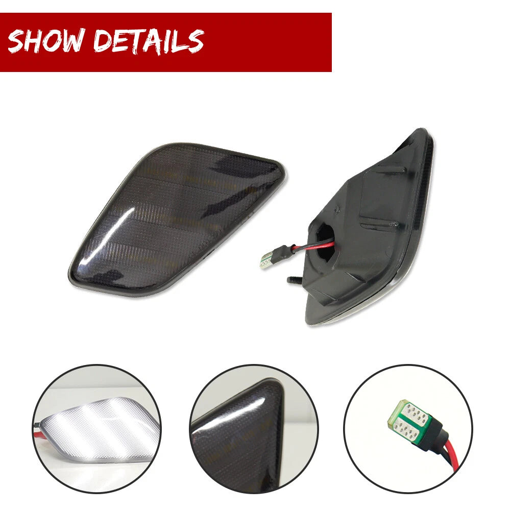 2X Smoked LED Front Fender Side Marker Lights for Jeep Wrangler (1997–2006)