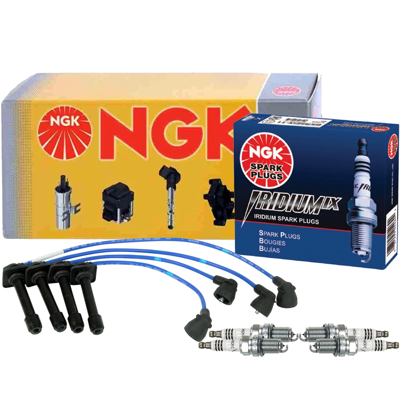 Set of 4 NGK Iridium IX Platinum Spark Plugs for Mazda 626 (1998–2002)