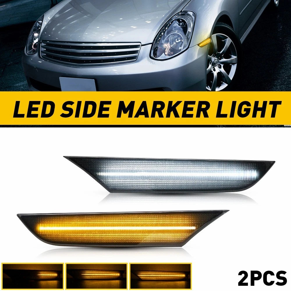 White Amber LED Side Marker Lights for Infiniti G35 Sedan (2003–2007)