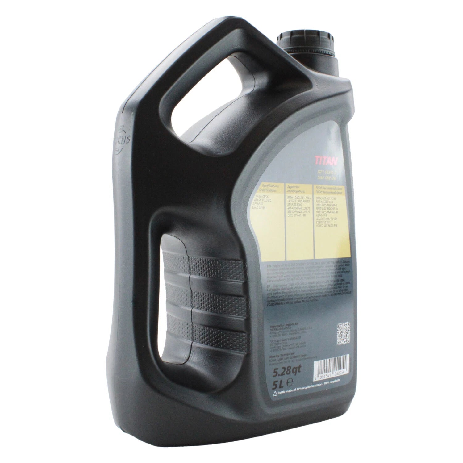 3X 5L Fuchs TITAN GT1 FLEX 5 SAE 0W-20 Engine Oil for Acura Honda