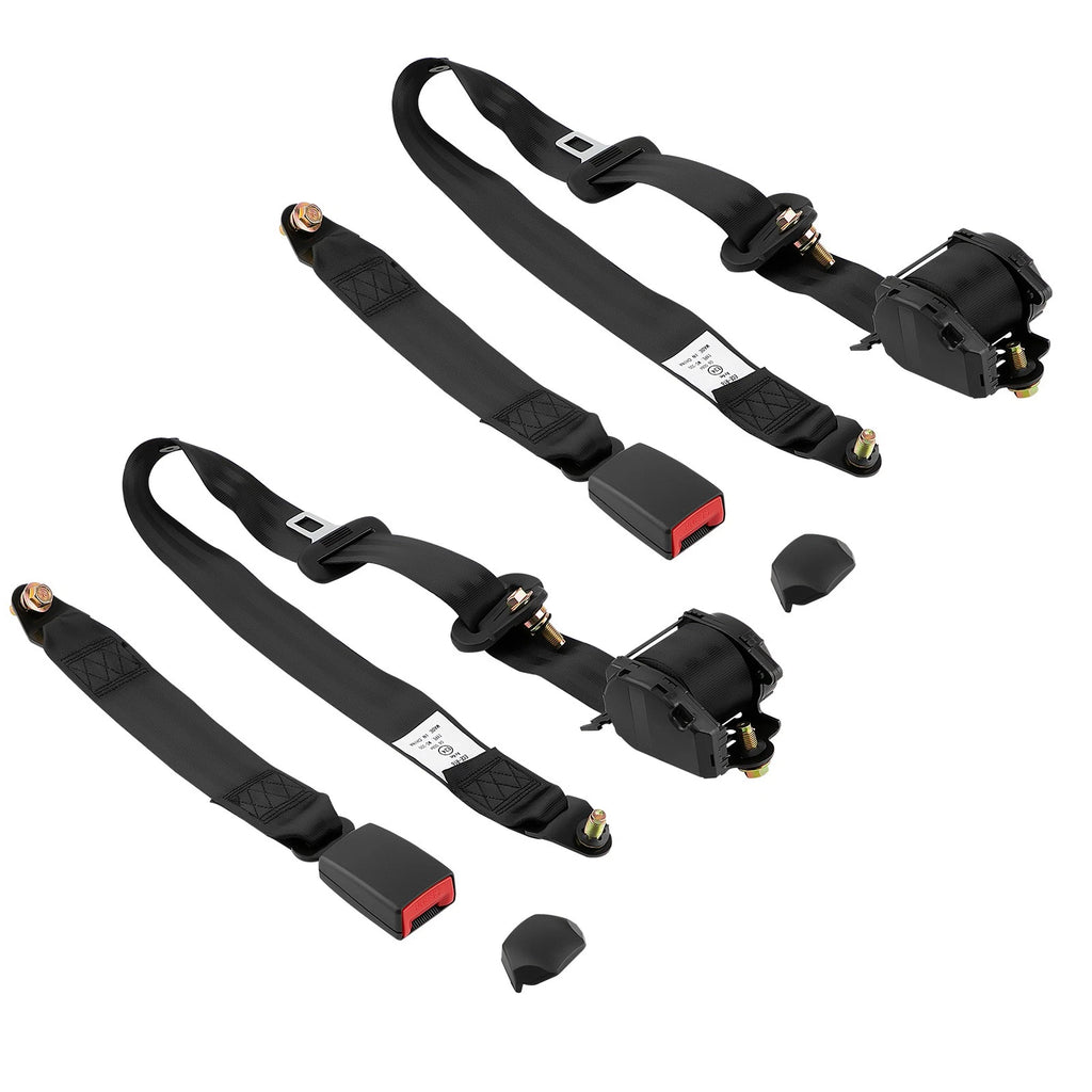 2X Retractable 3 Point Safety Seat Belt Straps for Car Vehicle