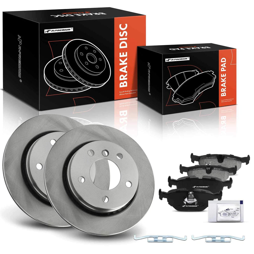 Rear Disc Brake Rotors & Ceramic Pads for BMW 320i, 323i (1998–2005)