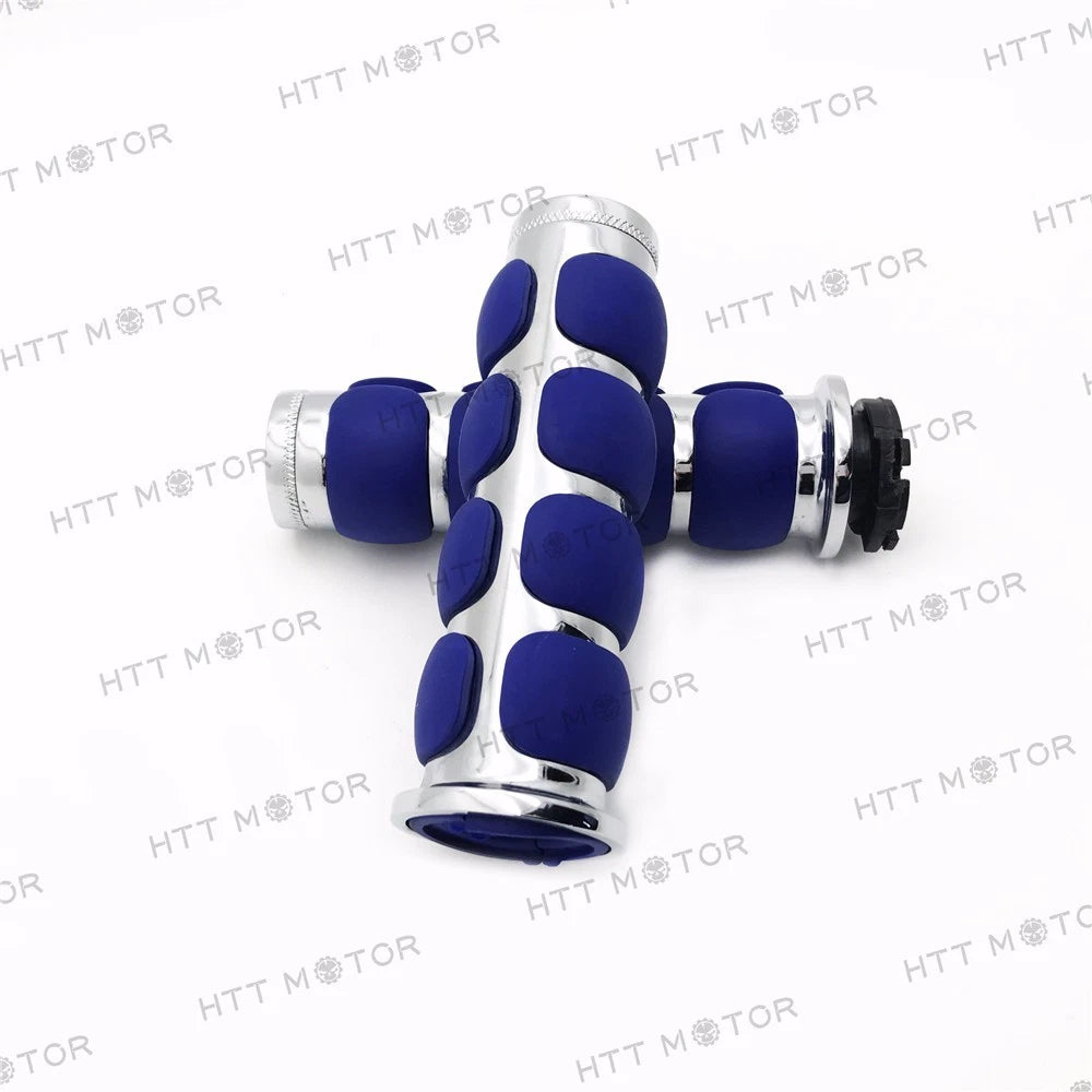 1" Blue Chrome Billet Aluminum Hand Grip for Harley FXDL Dyna Low Rider