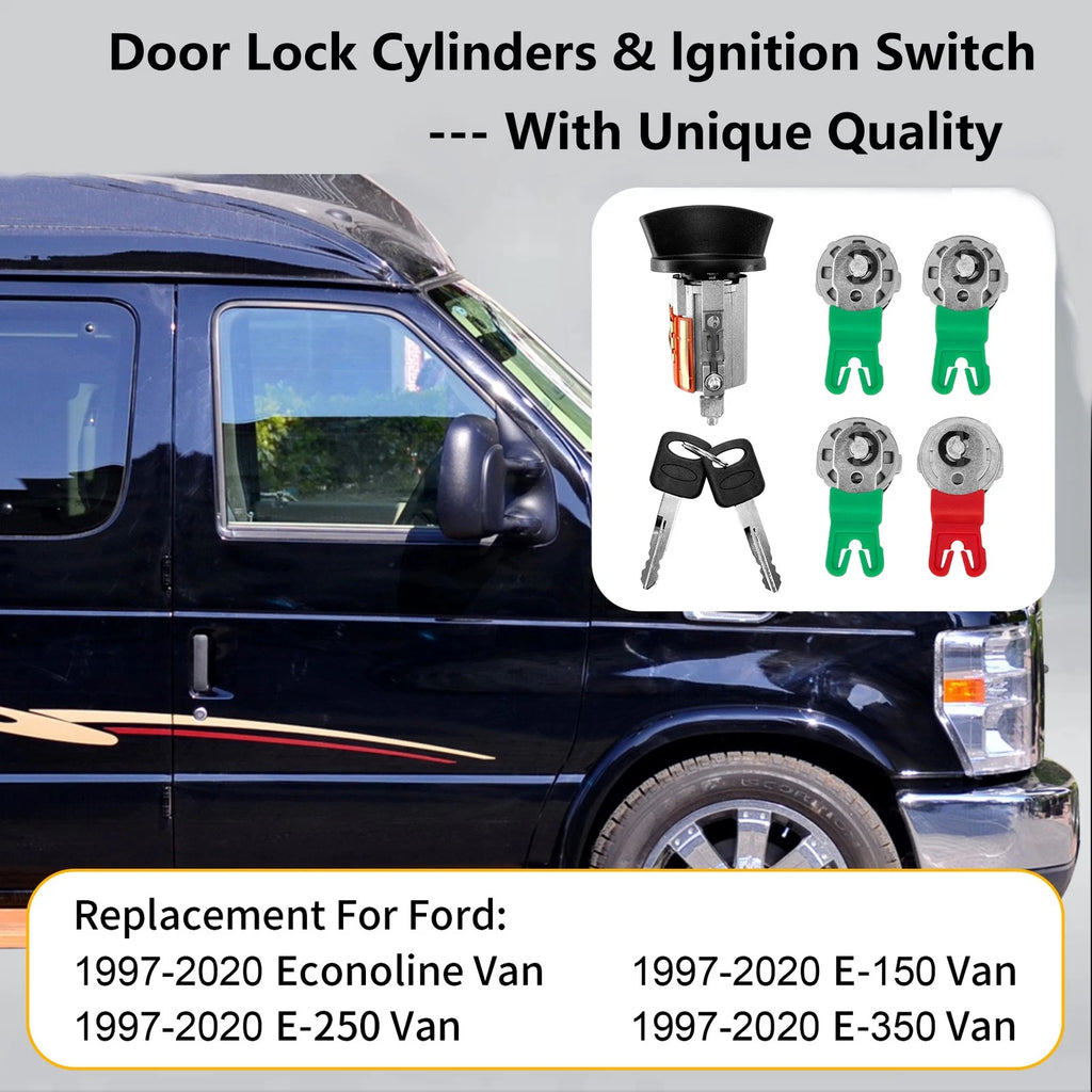 Door Ignition Switch Lock Cylinder with Keys for Ford E-150 E-250 (1997-2018)