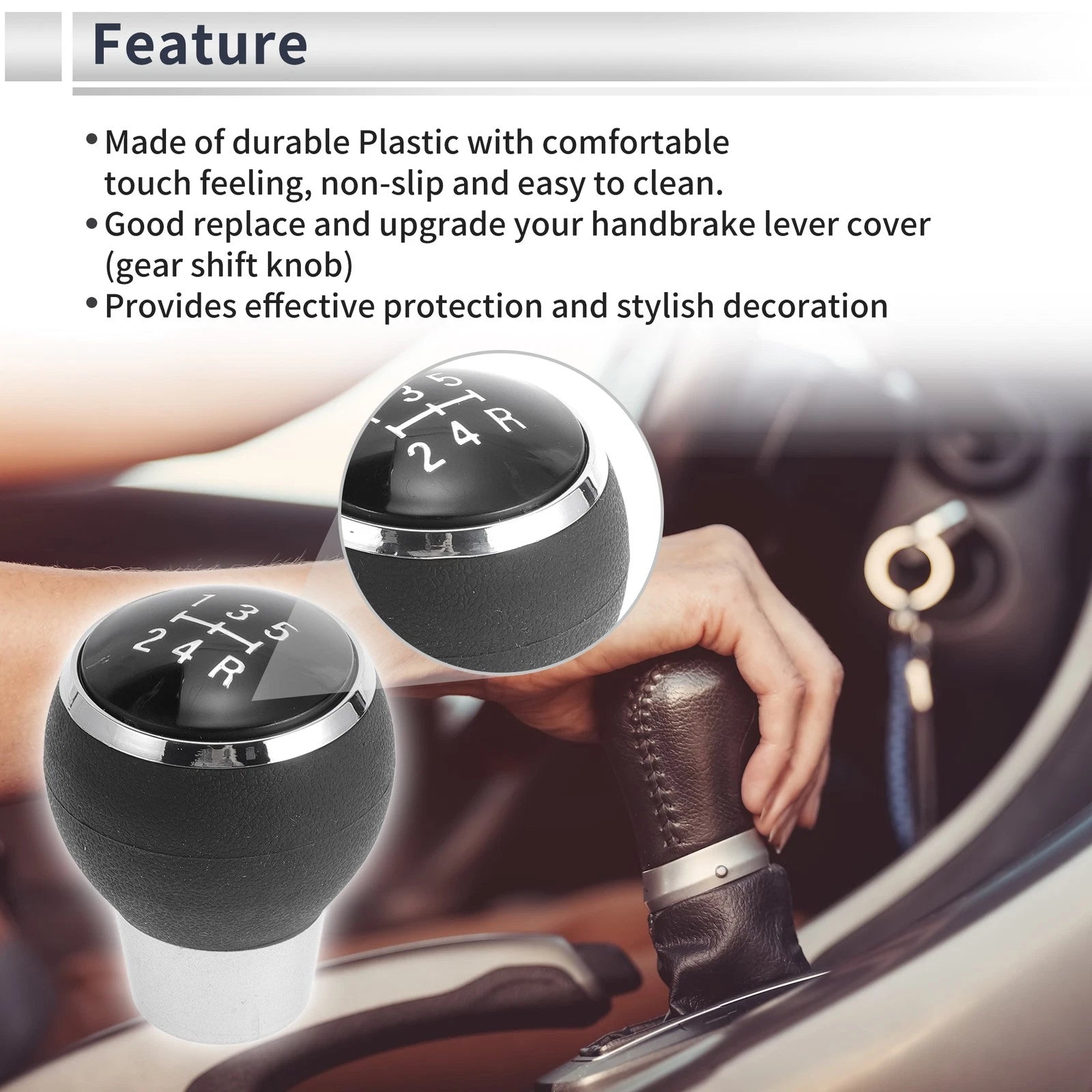 5 Speed Manual Gear Shifter Knob for Mitsubishi ASX (2013–2015) Black Plastic