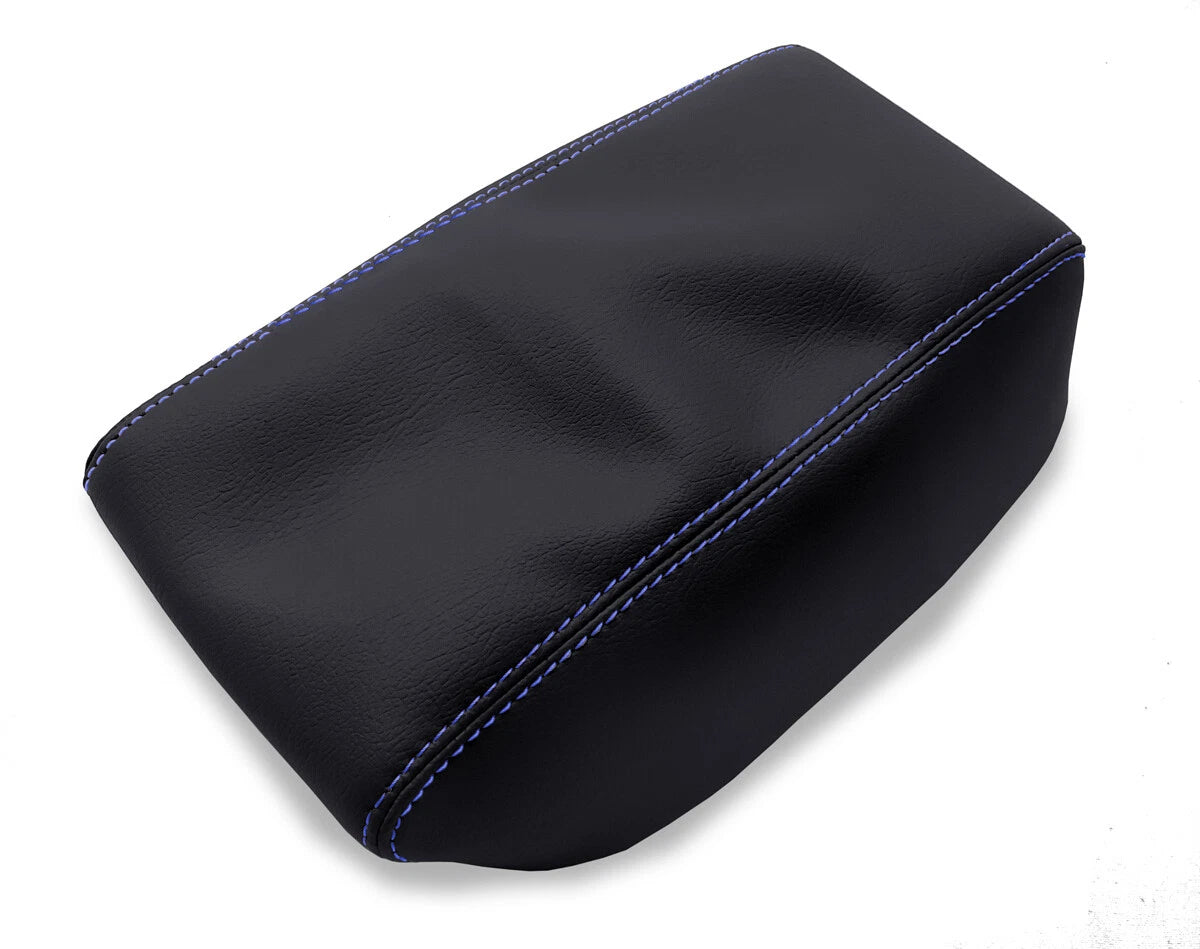 Leather Console Lid Armrest Cover for Hyundai Elantra (2017–2020) Blue Stitch