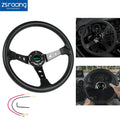 14in Black Aluminum Racing Steering Wheel for Universal Fit