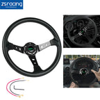 14in Black Aluminum Racing Steering Wheel for Universal Fit