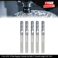 Set of 5 Carbide End Mills for Various Applications (2" Length)