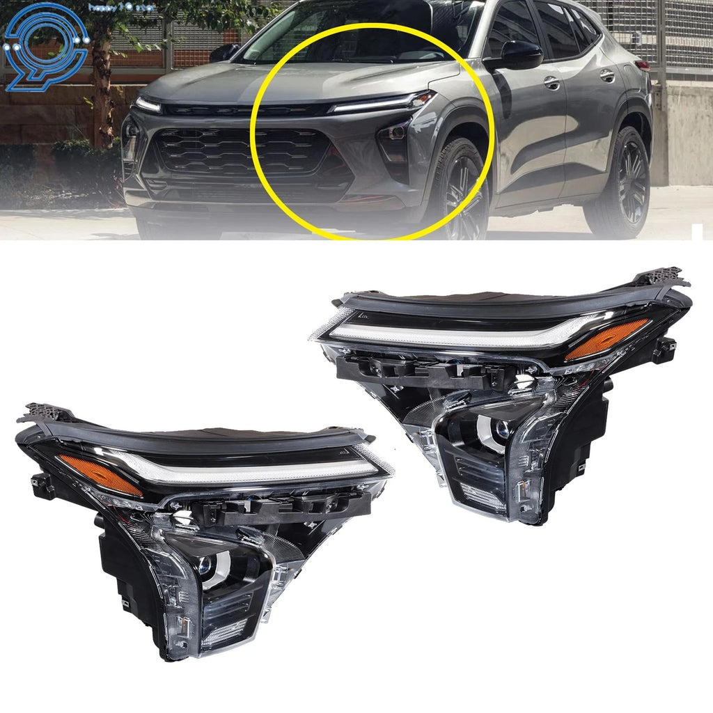 LED Black Headlight Set for Chevy Trax (2024–2025) W/ LED DRL Projector LH+RH