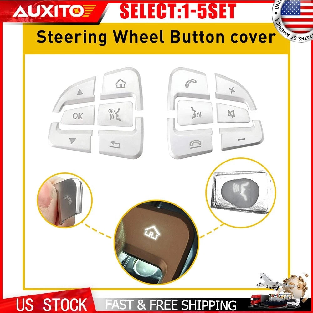 Steering Wheel Button Silver Trim for Mercedes Benz A B C Class GLC CLA (2012–2020)