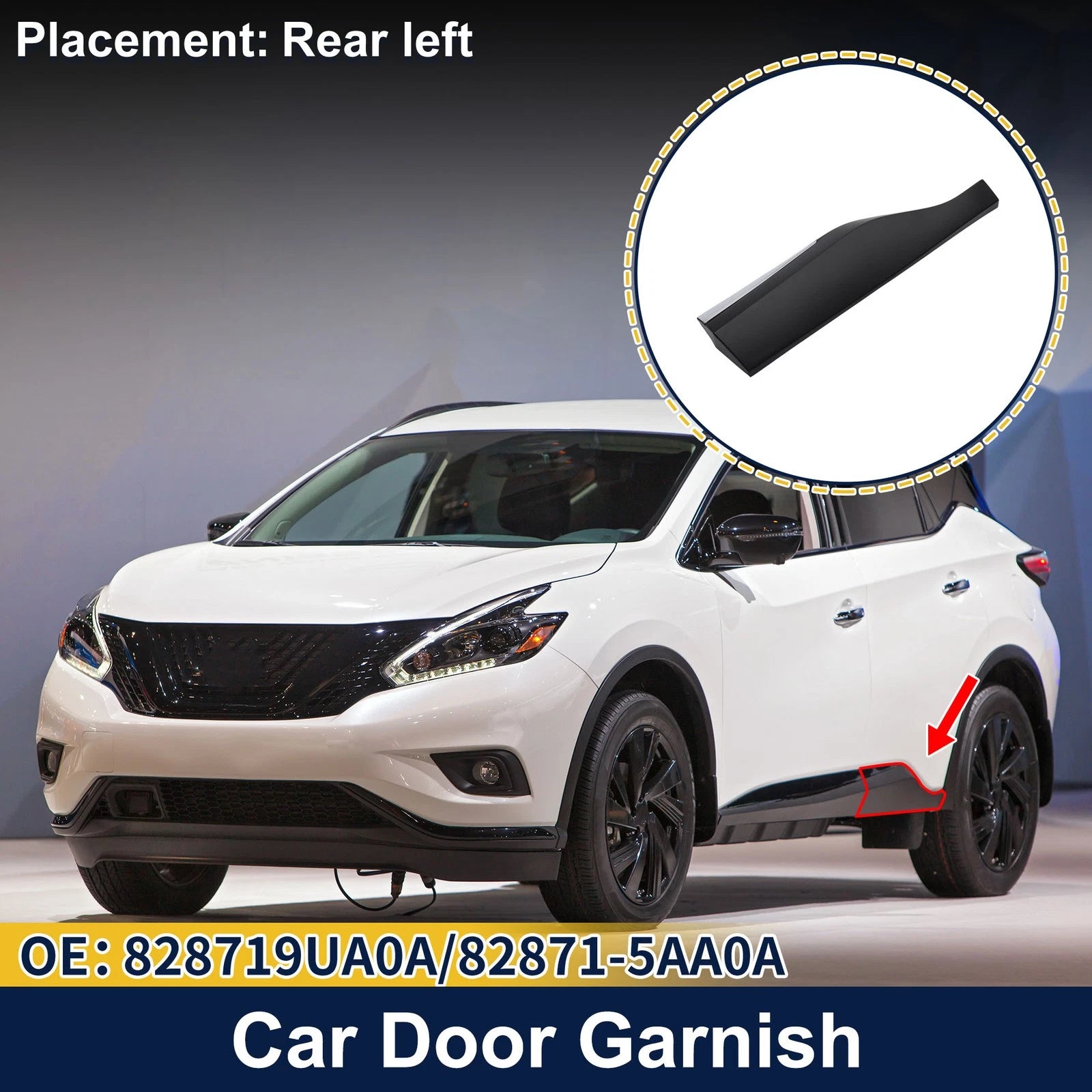 Door Side Lower Trim Rear Left No. 828719UA0A for Nissan Murano (2015–2021)