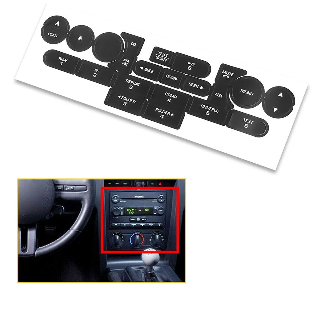 Radio & A/C Climate Control Button Repair Decals for Mustang (2005–2009)