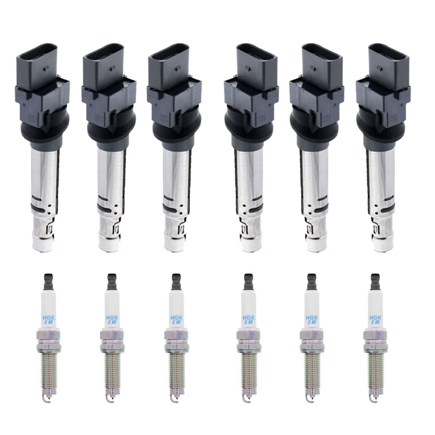 Set of 6 Ignition Coils & NGK Laser Iridium Spark Plugs for Touareg Cayenne Q7