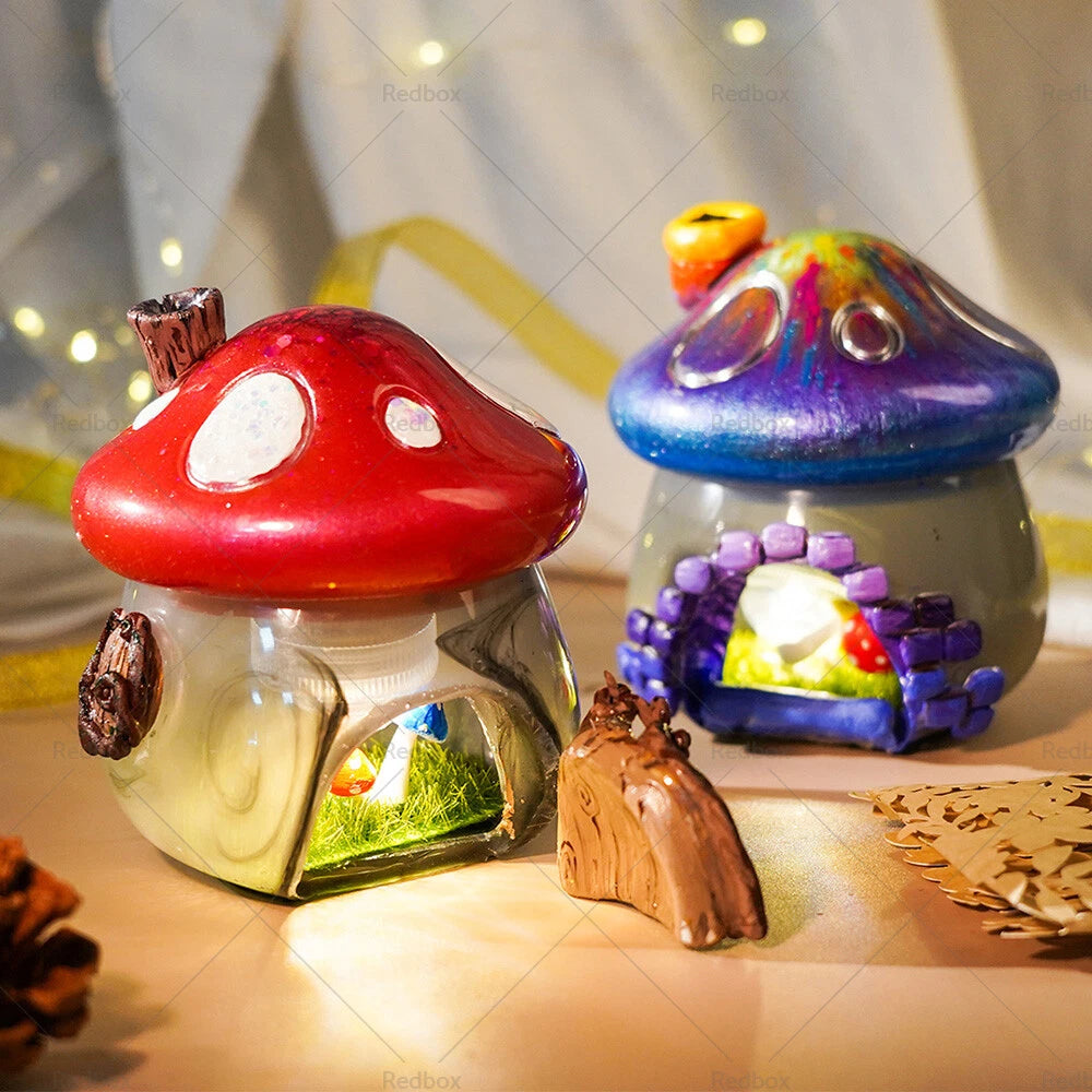 Mushroom Jars with Lid Silicone Epoxy Resin Mold Storage Box DIY