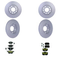 Set of 4 Hella Front Rear Rotors Low-Met Disc Brake Pad Kit for Audi A4 (1996–2001)