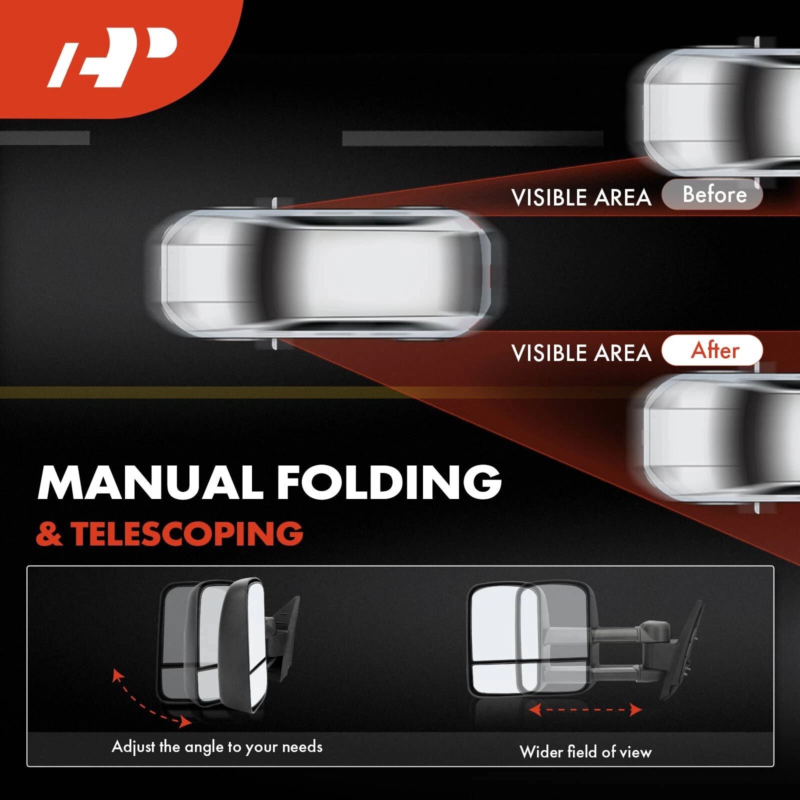 Pair Manual Towing Mirrors for Silverado 1500 (2007-2013)