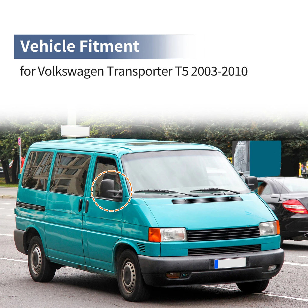 Mirror Cover Cap Set of 2 Gloss Black for Volkswagen Transporter 