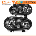 Headlight Assembly Set for Volkswagen Golf (1999–2006) - Black Housing