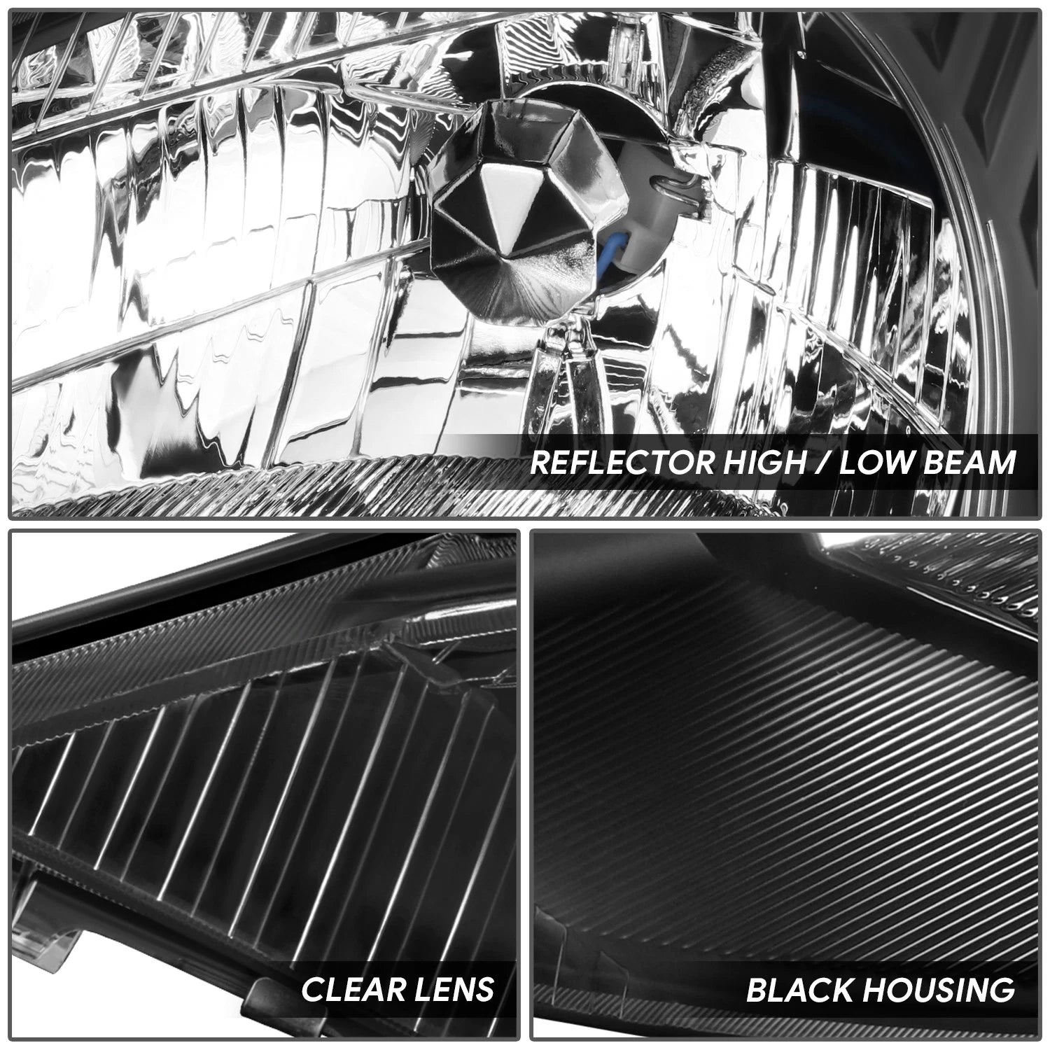 Headlight Lamp Assembly for Ford Focus (2003–2004) Driver Side Black Housing