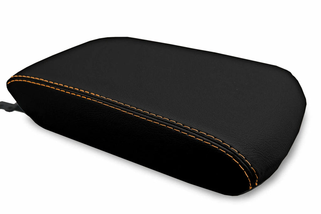 Leather Console Lid Armrest Cover for Toyota 4Runner (2010–2019) Orange Stitch